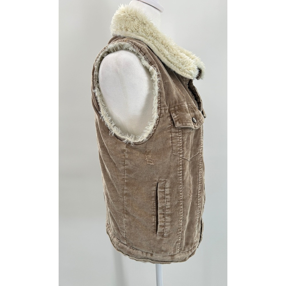 BKE Sherpa Lined Corduroy Vest Brown Distressed Western Cozy M - Picture 6 of 16